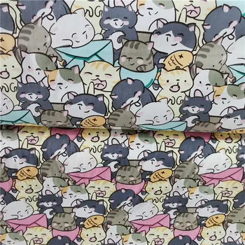 Продава сладък котка от 100% памучна саржевой плат с принтом, детско спално бельо, кърпа за пижами 