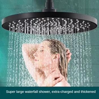 Накрайник за душ с потолочным стена, накрайник за душ с дъждовна дюза от ABS-пластмаса високо налягане, с голям поток, квадратна, черна, аксесоари за душ кабина