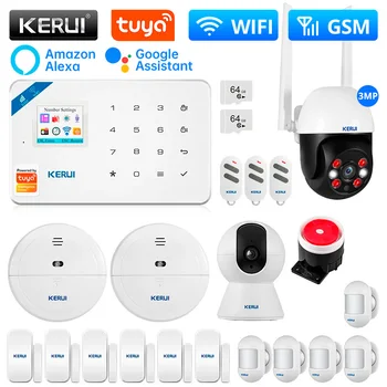 KERUI W181 Аларма за дом Wi-Fi GSM Аларма Безжична поддръжка Алекса Sasha Интелигентен сензор за движение Сирена Вратата сензор IP камера