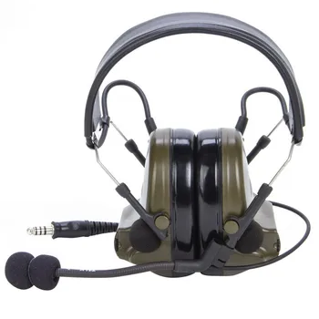 Зелена тактическа слушалка Слушалка Микрофон за двупосочна Уоки Токи