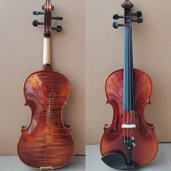 Европейската смърч！ Цигулка ръчно изработени Антонио Страдивариус 4/4 набор от цигулки от огнения клен за начинаещи Музикални инструменти с футляром