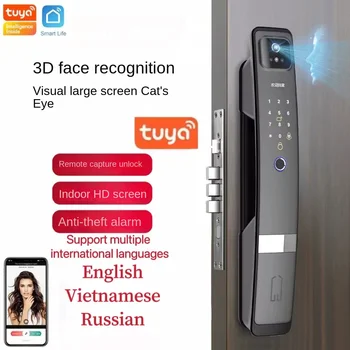 Wi-Fi приложението на Hristo Английски / руски / испански / Португалски Гласово Digital 3D разпознаване на лица Интелигентен автоматично заключване на вратите с пръстов отпечатък с камера
