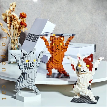 Linkgo Connection Micro Building Blocks САМ Animal Mini Bricks Прекрасен Задържащ Котка За Събиране на Домашни Любимци Juguetes Детска Играчка