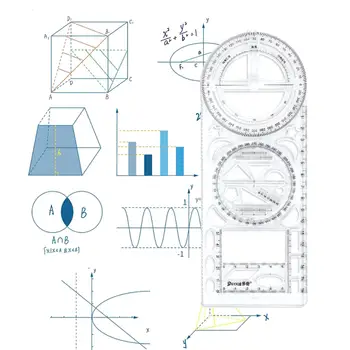 Многофункционална геометрична линия Математически черновые линия Аксесоари Шаблон за изготвяне на учителите-шивачи, които пишат, черчащих, шьющих