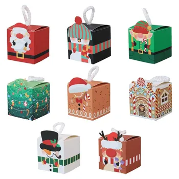 Коледна кутия шоколадови бонбони Cartoony Човечето Къща за опаковане на Подаръци за бисквити 2024 Коледна декорация за коледната парти Украса за Коледната елха 2023