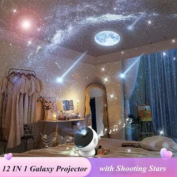 Коледна led star нощни лампи, проектор Bluetooth Galaxy, Въртящи Планетариум, Проектор на небето, Нощна лампа за декор на детска стая