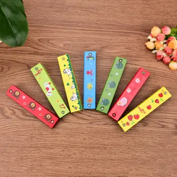Случаен цвят на Детски Музикални Забавни Музикални играчки Инструмент Мультяшная Дървена Устна гармошка 1бр