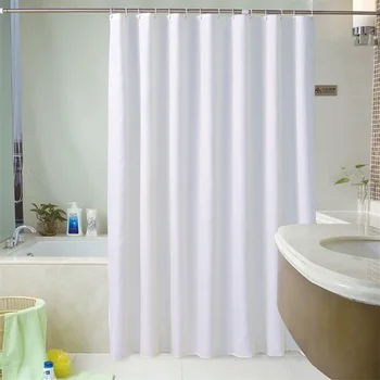 Однотонная завеса за баня, бели прости завеси за душ, висококачествени водоустойчиви, удобни за баня С пластмасови куки