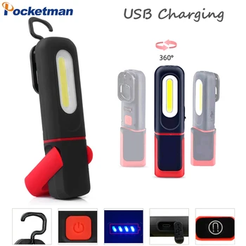 Pocketman COB LED Light Work USB Акумулаторна Лампа За Ремонт на Автомобили, Аварийно Осветление Ръчно Фенерче За Къмпинг Работна Лампа