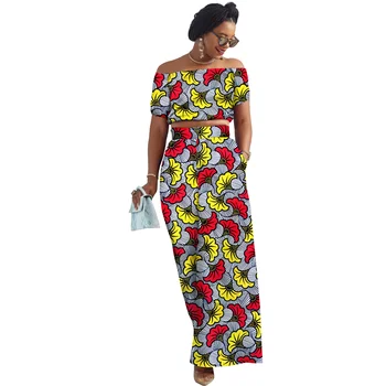 2023 Нова мода За африкански жени, индивидуални костюми, Мини-блузи от памук с восъчен принтом, къси ръкави + дълги панталони, широки панталони