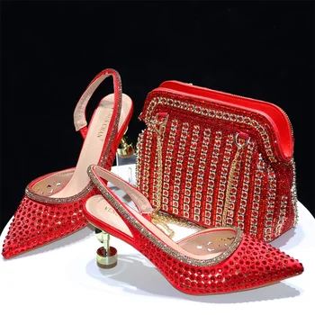 Doershow/ Модни дамски обувки в Италиански стил с комплект от чанти на тон; Колекция 2024 г.; Нигерийски обувки и комплект чанти HRE1-27