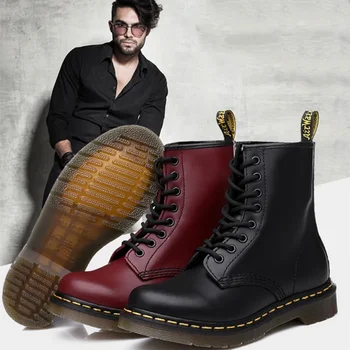 Моден зимни кожени мъжки ботильоны, Градинска Ежедневни обувки, Леки дизайнерски мъжки топли работни обувки, Класически Обувки ръчна изработка