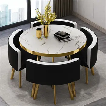 Лека луксозна заседателна мрежа, приемна в офиса на известни личности, Малка кръгла маса, комбиниран маса за хранене и стол в магазина