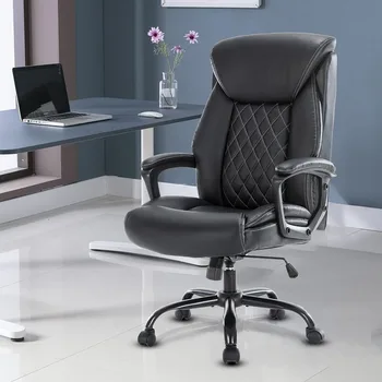 Компютърен стол, голям и високо офис стол, Удобен офис стол за мениджър, Висока облегалка, мобилни столове, Ергономична облегалка 1