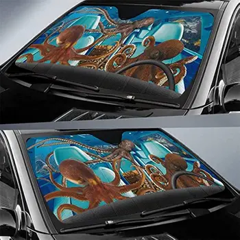 Морската октопод Декорация на сенника на предното стъкло на автомобила съкровище сенника на предното стъкло на автомобила със Стъклен капак слънцезащитен козирка 1