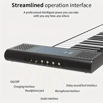 Многофункционално джобно складное пиано ръчно изработени от силикон с 88 клавиша и два високоговорителя 3