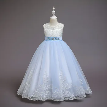 Бяло дантелено рокля на шаферка, детски рокли за момичета, детски вечерна рокля на принцеса сватбена рокля за момичета, костюм за момичета