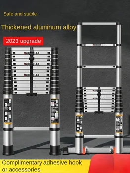 Телескопична стълба от утолщенного алуминиева сплав, Повдигаща домакински стълби, Преносими домашни богат на функции директен стълба с кука