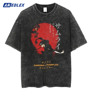 Мъжки модни градинска облекло Тениска с кайсия модел от японски аниме Harajuku Тениска с графичен принтом Летни памучни блузи оверсайз-тениски
