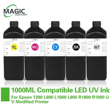 1000 МЛ Led UV-Мастила За DX4 DX5 DX6 DX7 DX10 печатаща Глава TX800 XP600 За Epson 1390 L800 L1800 L805 R1800 R1900 UV-Модифициран Принтер