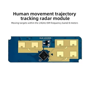 LD2450 24 Ghz ISM Умен дом цел Проследяване на Траекторията на движение Модул радарного сензор САМ Измерване на разстояние Ъгъл на скоростта