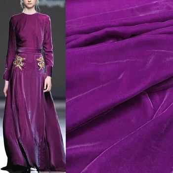 Класическа коприна кадифе плат от чист виолетов цвят, качество тежко рокля, риза, палто, Шивашки Дизайнерски памучен плат, ръчно изработени, Комфорт