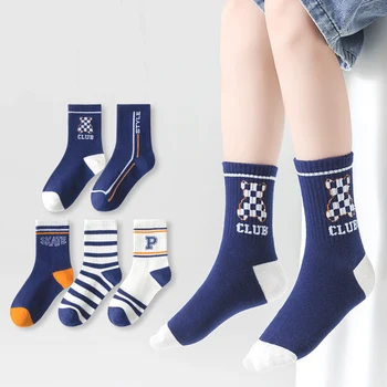5 Двойки/лот, Есенни нови детски чорапи, памучни чорапи за наградата за момичета и момчета, модерни меки мультяшные топли чорапи за зимата за деца от 3 до 15 години, студентски чорапи