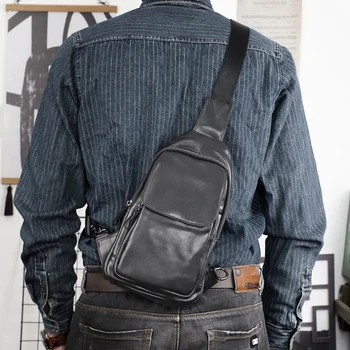 Ежедневни мъжки нагрудная чанта ръчна изработка от естествена кожа, чанта през рамо, градинска нагрудная чанта, лесна чанта на едно рамо