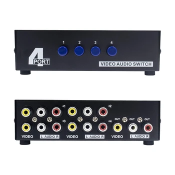 2X 4-портов AV-комутатор, RCA-ключа, 4 В 1 От композитен видео, L/R Скоростна избор на звука за игрова конзола STB DVD