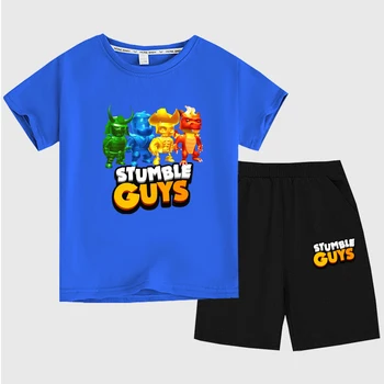 Тениски Stumble Момчета, Детски Тениски с игри в Харадзюку За момчета И момичета, Върхове с принтом Хора от анимационни филми, Детски дрехи Stumble Guys
