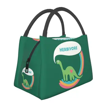 Чанта за обяд с изолация от травоядного динозавър за жени, водоустойчиви вегетариански термоохладитель, касов апарат за Bento, пътуване на пикник