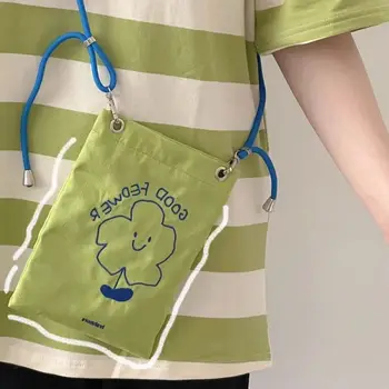 Замшевая цвете чанта с бродерия за телефон в корейски стил, дизайн на Малцинствата, Малка чанта-месинджър, портфейл за монети, Свежа чанта през рамо, подарък
