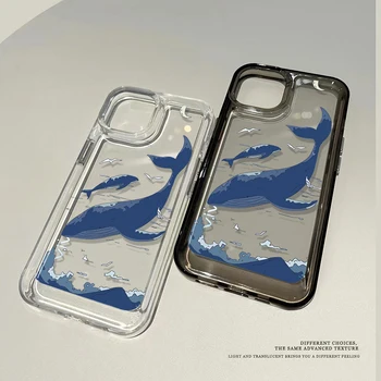 Корпуса на мобилен телефон под формата на дълбоководни на синия кит за iPhone XS MAX 7 8 PLUS, тънък прозрачен калъф за мобилен телефон, калъф за Iphone 14 13 11 12