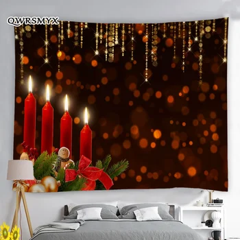 Коледна декорация на дома, червена свещ гоблен хол козметична спалня декорация на общежитието гоблен 230x180cm tapiz