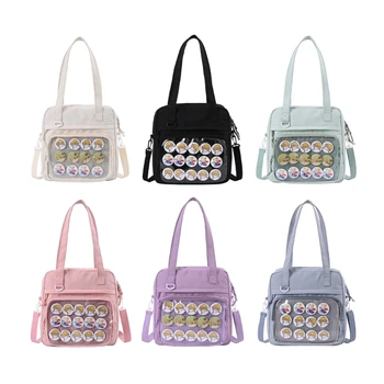 Чанта през рамо Harajuku Girls JK Bag, холщовая чанта, студентски чанта през рамо с прозрачен прозорец от PVC за жени и момичета, 066F