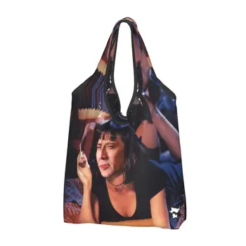 Никълъс Кейдж Криминално чтиво Мем Продуктова Чанти за пазаруване Женски забавни чанти за пазаруване през рамо дамски Чанти голям капацитет