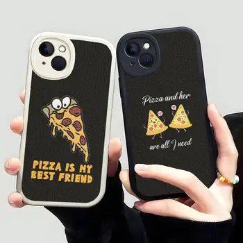 Pizza Best Friends BFF Кожен Калъф За мобилен Телефон Iphone 12 Pro 14 Max 13 Mini 11 14 X XR XS 7 8 Plus Мек Силиконов Калъф устойчив на удари