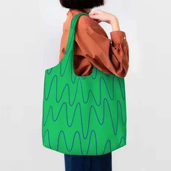 Звукови вълни, електрически Зелени торбички за пазаруване в хранителни магазини, дамски чанти-тоут, улично изкуство, Eldridge, холщовая чанта за пазаруване, вместительные чанти