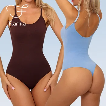 Flarixa Plus Size Body Shapers Женски Утягивающее Боди С Отворен Промежностью Коригиращо Бельо Безшевни Прашки Секси Гащеризон U Back Body suit XXXL 0