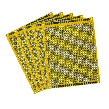 5ШТ Печатна платка Жълта двустранен такса 7 *9 см Печатна платка САМ Универсални печатни платки