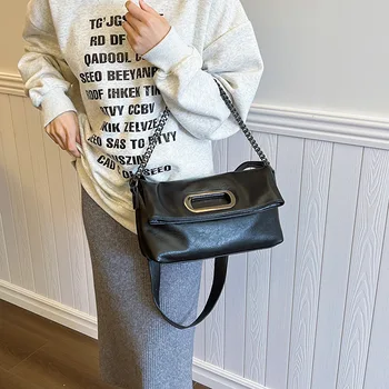Дамски чанти през рамо от изкуствена кожа, модни дамски малка чанта-месинджър, однотонная чанта през рамо, проста модерна чанта за пътуване, в чантата