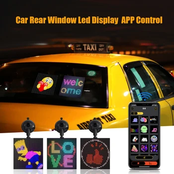 Led smart екран на задния прозорец на автомобила, много е забавно шоу, led панел с израз на лицето, а приложение за управление на мобилния телефон