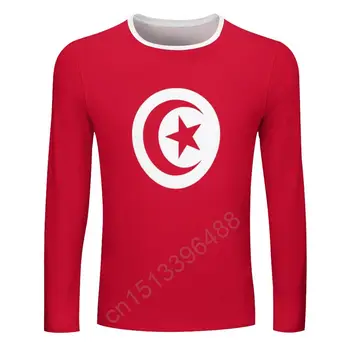 Знаме на Тунис 3D Мъжки Женска Тениска с кръгло деколте, Ежедневни тениски С Дълъг Ръкав, Модерен Пуловер, Тенденция Мъжки Дрехи