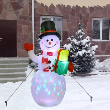 1,5-метрова Коледна надуваем Снежен човек, вградени цветни Въртящи се предни led светлини, Украшения за Коледното парти, Коледен декор на закрито и на открито в двора
