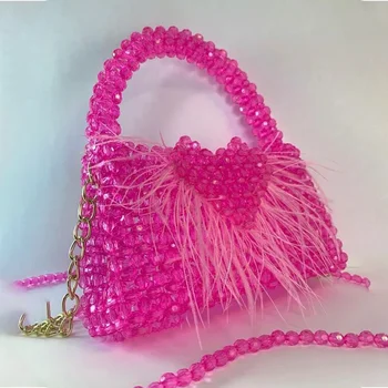 Дизайнерска марка Clear Box Tote bag-тоут, Индивидуална акрилна чанта от перли, Дамски официални ръчно изработени чанти, чанти за партита 2024 г., на Новост на едро