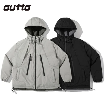 Мъжки Контрастная памучен яке с много джобове, есен-зима, топло памучни палто за скално катерене на открито, Ветроупорен туристически якета са с качулка, мъжки