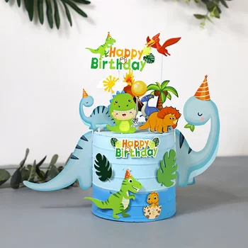 Украса за рожден Ден на горското динозавър, сафари в джунглата, декор за парти честит рожден Ден, Topper за торта Декор за печене на торти, Аксесоари за детски партита