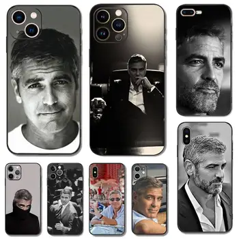 Калъф за телефон на актьора Джордж Клуни за iPhone 11 12 Mini 13 14 15 Pro XS Max X 8 7 Plus SE XR Shell Черен калъф за вашия телефон
