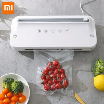 Вакуумно пакетираща машина Xiaomi Mijia за хранителни продукти, мощен теглилки пластмасови опаковки, Кухненски съдове за съхранение на хранителни консерванти