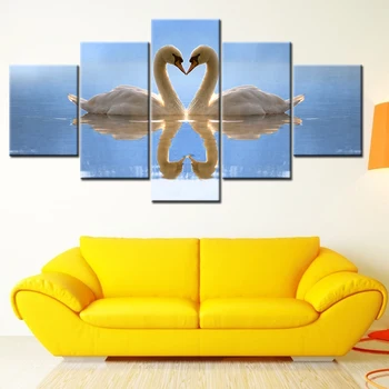 Картина върху платно Два хартия езеро, което е отражение на синята вода, 5 теми стенописи, Модулни тапети с принтом плакат, домашен декор